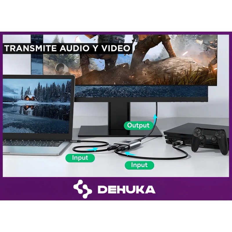 Switch Splitter Hdmi Bidireccional Calidad De Imagen 4k Dehuka
