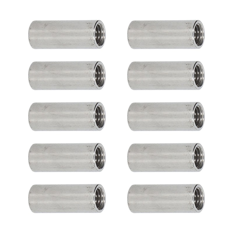 10PCS Round Coupling Nuts 304 Stainless Steel Female Thread Cylindrical