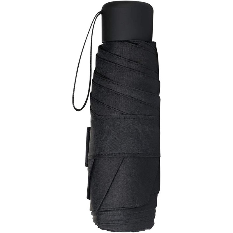 RAJAV Small Portable Compact Black Umbrella with Manual Folding Mechanism