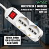 V-TAC 6 Gang Electric Multi Socket with Switch and 1.5m