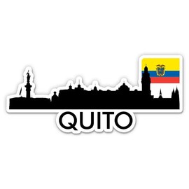 Squiddy Quito Ecuador City Skyline Country Flag - Vinyl Sticker (8" Wide)
