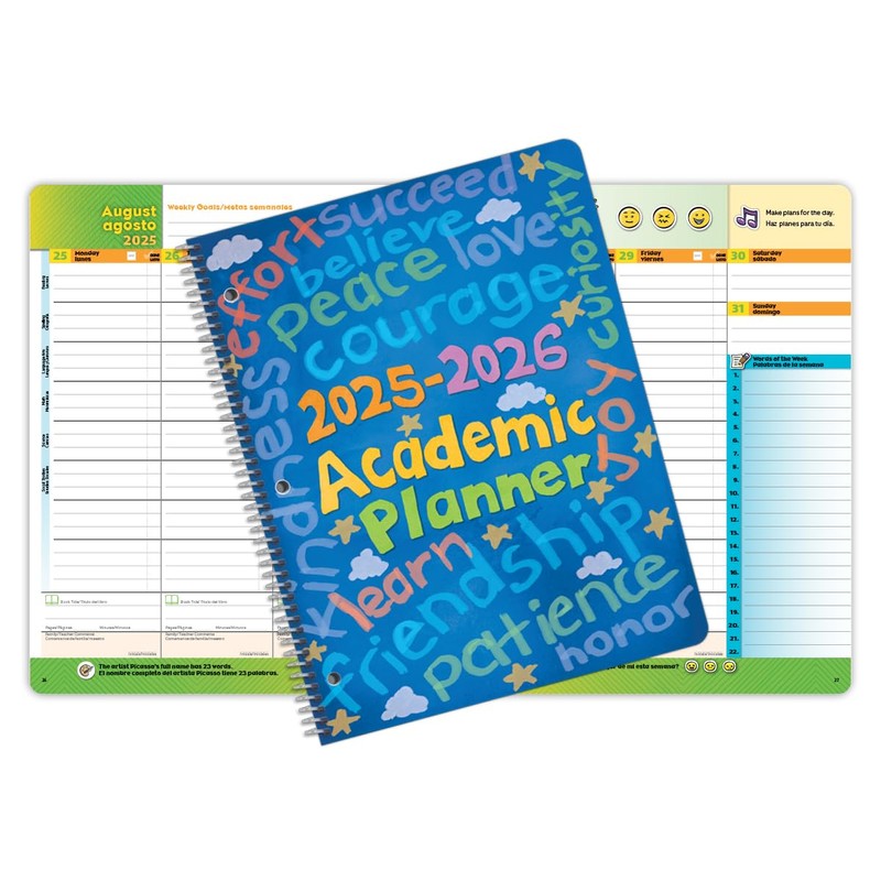 Dated Elementary Student Planner 2025-2026 Academic School Year, Large (8.5"