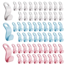 60 Pcs Clothes Hanger Connector Hooks, Space Saving Hangers, Coat Hangers Space Saving, Clothes Hangers Space Savers Hanger Hooks for Wardrobe Organise Space Saving (Multicolor)