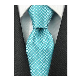 Elfeves Turquoise Ties Men's Lake Blue Silk Cravat Woven Tie Textile Business Casual Neckties