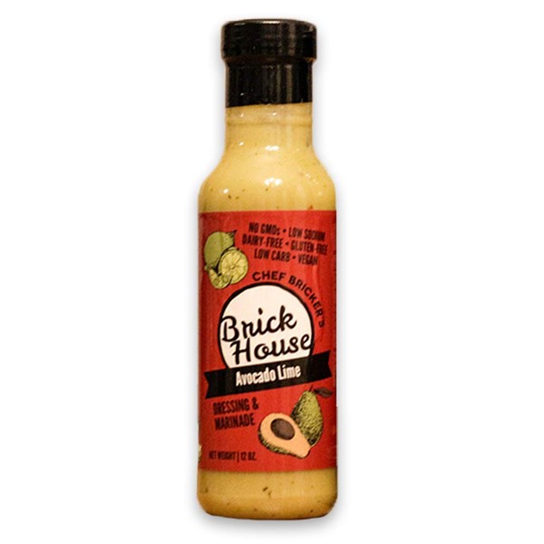 AVOCADO LIME Vegan Salad Dressing & Marinade with Cilantro & Crushed Red Pepper. Keto, Paleo, Low Sodium, Low Carb, Low Sugar, Low Calorie, Gluten Free, Dairy Free by Brick House Vinaigrettes (12oz)