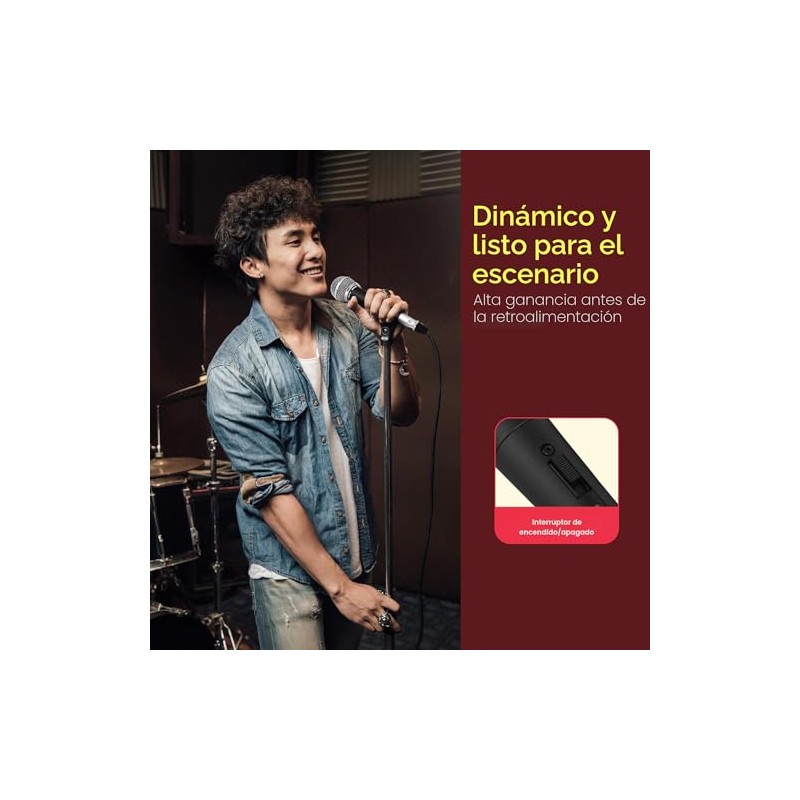 Pyle PDMIC59 - Micrófono vocal dinámico profesional, micrófono de mano