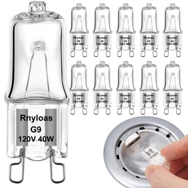 G9 Halogen Bulb 40W, 10 Pack High Output JCD G9 120V 40W, T4 G9 Bulb Dimmable with 2800K Warm White, Halogen G9 Bi-Pin Bulbs Great for Chandeliers, Pendants, Cabinet Lights