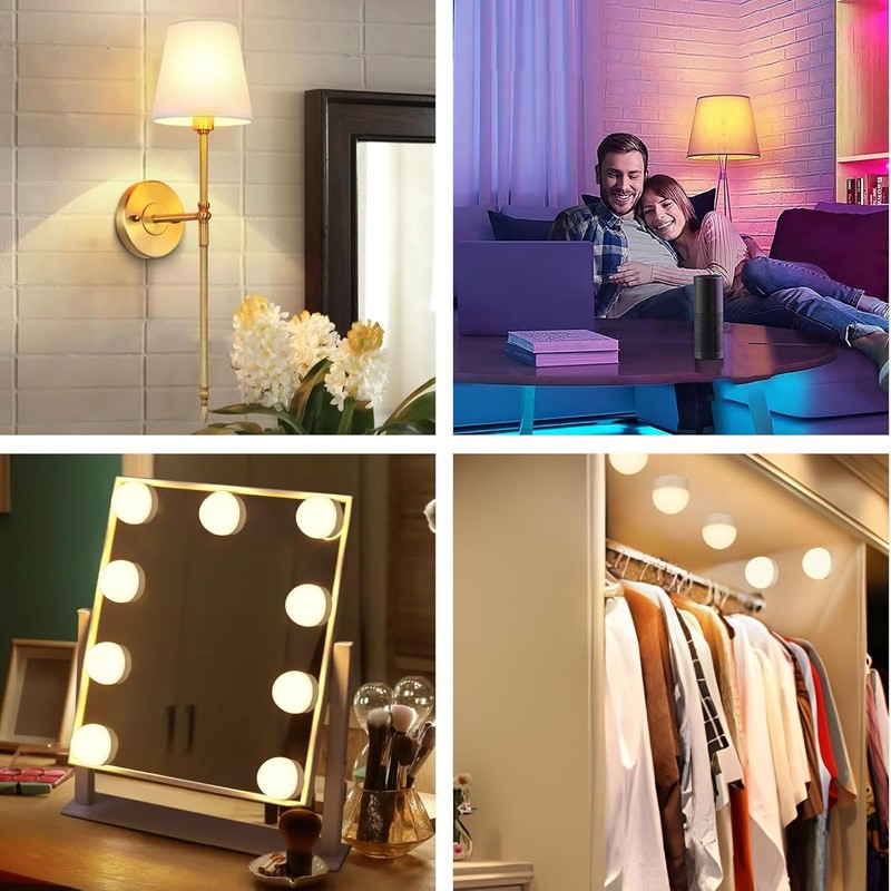 Rechargeable Battery Operated Light Bulb with Remote Control 4 Packs,