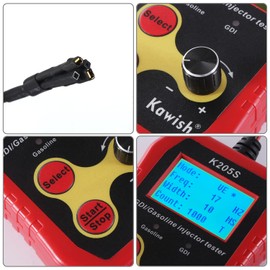KAWISH Fuel Injector Tester Kit, Automotive GDI Injector Tester 12V Vehicle Fuel Injector Adapter Cleaner with LCD Display for Car Gasoline Tseter and Cleaning