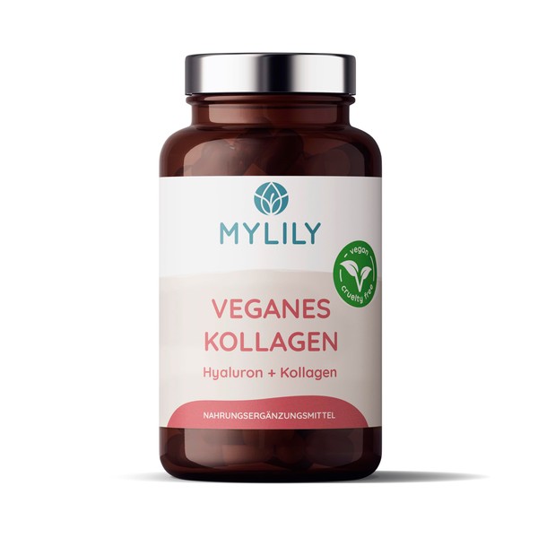 MYLILY Vegan Collagen | Hyaluronic and Collagen Capsules | Colage Capsules High Dose Vegan | Vegan Colagen, Hyaluron, Organic Acerola, Zinc & Vitamin B7 | Natural & Vegan | 90 Capsules
