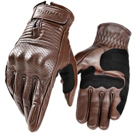 INBIKE Motorcycle Gloves for Men Premium Genuine Perforated Leather Breathable Motorbike Riding Gloves Touchscreen with Hard Knuckle