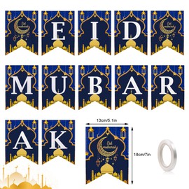 Fenspeed Eid Mubarak Banner Eid Decorations Moon and Star Ramadan Decorations for Home Lantern Garland Ramadan Decoration Supplies