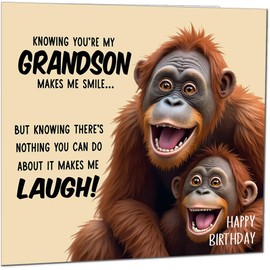 Funny Birthday Card for Grandson Nothing You Can Do About It Monkey Hilarious Birthday Card from Grandpa Nanny