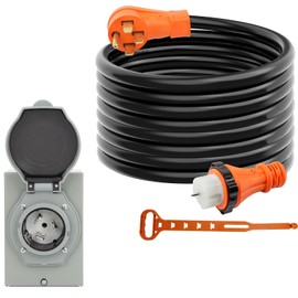 OPL5 50 Amp Generator Cord and Power Inlet Box (Pre-Drilled) Waterproof Kit, 25FT Generator Cords 50 Amp, 125/250 Volts,Generator Power Cord NEMA 14-50P to SS2-50R Extension Cord, ETL Listed (25FT)