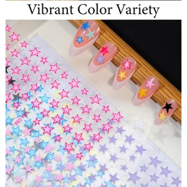 Star Stickers for Nails, 560 Pcs Self-Adhesive Star Nail Decals for Women Girls Nail Designs Manicure DIY (8 Sheets, 8 Colors)