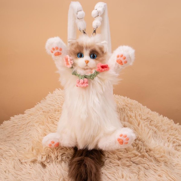 Chongker,Mini Cat Plushie | Lifelike Kitty Bag | 3 Colors