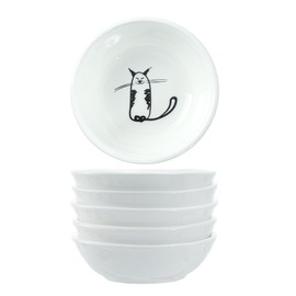 SOCOSY Super Cute Cat Ceramic Sauce Dish/Seasoning Bowl/Sushi Soy Dipping Bowl/Appetizer Plates/Serving Dish for Kitchen Home (Set of 6)