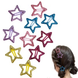 HUIKKJP 10pcs/5pcs Cute Star Shape Hair Clips Set Colorful Glitter Star Hair Pins Bangs Patch Closure Hair Accessories for Dance Fireworks Festival School Entrance Ceremony