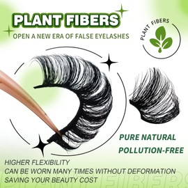 3d Plant Fibre Russian Strip Lashes, D Curl Lash Strips, Natural False Lashes Mink, Wispy Fake Lashes, D Curl Strip Lashes, Natural Wispies Mink Eyelashes, Faux Mink Eyelashes Natural Look(DC03)