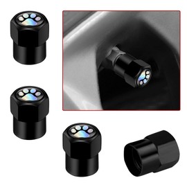 4PCS Car Tire Valve Stem Caps, Paw Car Wheel Valve Cover, Leak-Proof Dustproof Alloy Tire Air Cap with Rubber Ring, Corrosion Resistant Stem Cover Universal for Car Motorcycle Truck Bike (Black)