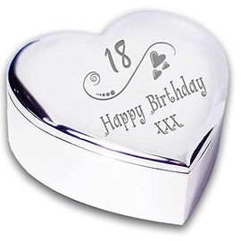 Chris Bag Of Goodies 18th 18 Eighteenth Birthday Hearts Heart Shaped Trinket Box Keepsake Ideas Gifts for Girls Her
