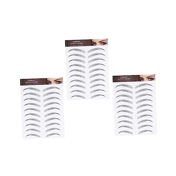 3pcs Waterproof Imitation Eyebrow Stickers Artificial Eyebrow Transfer Decals for