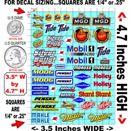 White Vinyl R/C Racing Sponsor Sticker Gang Sheet 3-1/24-1/16th Scale Model Decal Sticker Sheet Radio Control Lexan Body - Decorate Your R/c Cars, Boats, Trucks Scale Model – Die-Cut to Shape