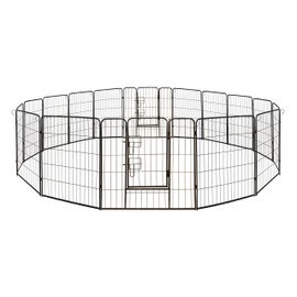 ALEKO Dog Kennel Pet Playpen Heavy Duty Exercise Cage Fence 16 Panel 32 x 32 Inches Black 2DK32X32