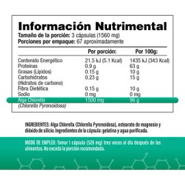 Alga Chlorella Orgánica de Pared Celular Rota | 200 Cápsulas de 520 mg | Salud&Vida