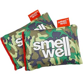 SmellWell Odour Eliminating Air Purifying Bags (2 Pack | 100g) Activated Bamboo Charcoal Air Freshener for use from Gym to Car to Home (Green Camo, Original)