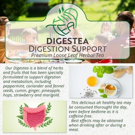 Digestea Tea Natural Digestion Support Loose Tea Mix of Herbs and Fruits – Peppermint & Coriander & Cumin & Fennel & Ginger & Pineapple & more – Gut Health – Metabolism (100g)