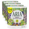 Aria 100% Recycled Toilet Paper, 24 Rolls, 3-Ply Soft Bath
