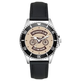 KIESENBERG Men's Watch Cafe Racer Club Motorcycle Biker Retro Fan Watch Gift Analogue Quartz Leather Strap Watch L-21250, silver, Strap.