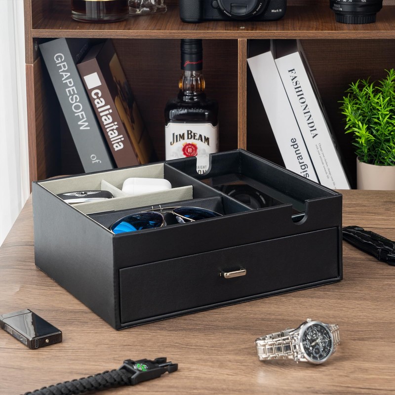 ProCase Father's Day Gift 2 Layers Valet Tray, Nightstand Organizer