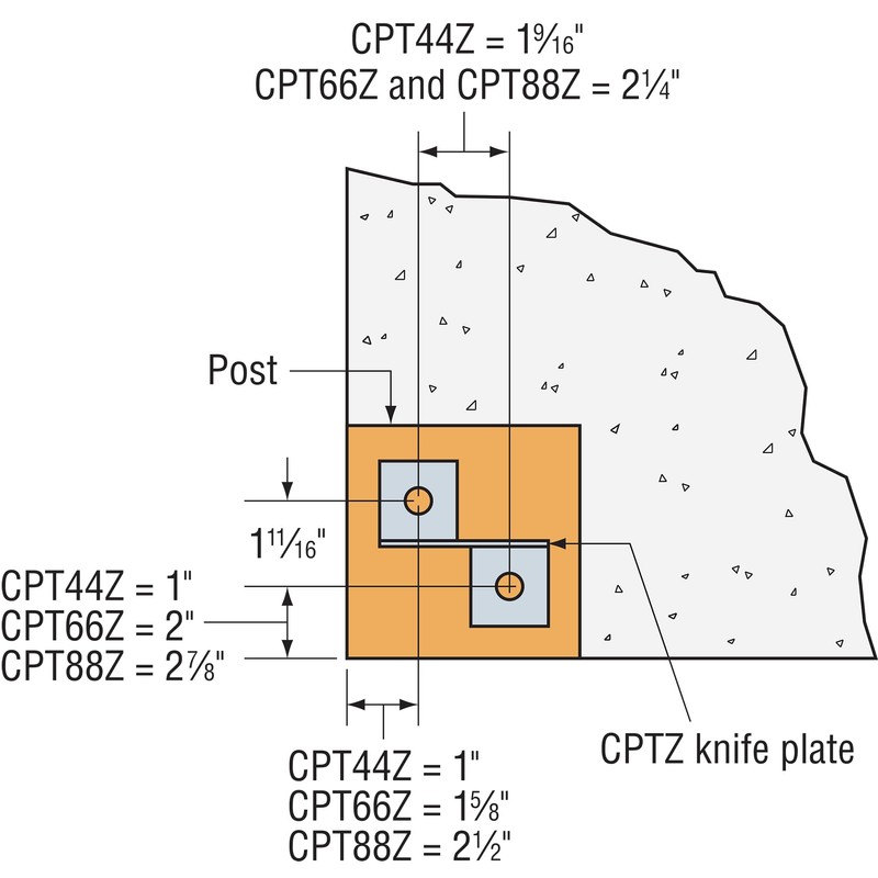 Simpson Strong-Tie CPT66Z CPTZ ZMAX Galvanized Concealed Post Base for