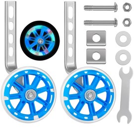 training wheels Auxiliary wheel bicycle with light -emitting wheel children's car flash adjustment 16/20 bicycle accessories Kids bike training wheels (Blue 12-20 universal)