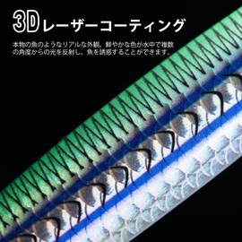 Goture Metal Jig, Set of 3, 2.8 oz (80 g), Jigging, Sea Fishing, Boat Fishing, Lures Set, Metal Jig Set, Lures, Slow Jigging, High Distance 3D Laser Coating, Realistic Surf, Madefish, Root Fish, Blue