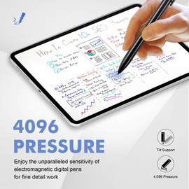 ProSketch Digital Pen fits for Remarkable 2 /Scribe/Supernote with Eraser Pencil Clip+NeverReplace Fine Titanium Tips,Tilt Draw&4096 Pressure Level,EMR Pen Replacement,Empower Your Digital Craft