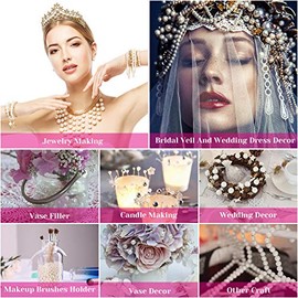 anezus - Cuentas de perlas de marfil, 800 cuentas de perlas sueltas para hacer joyas, manualidades, decoración y relleno de jarrón (varios tamaños)