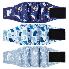 Paw Legend Washable Dogs Diapers Male Dog Belly Bands for Male Dogs Diapers Reusable Puppy & Doggie Diapers Male (3 Pack, Small)