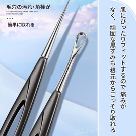 JUJUGO Acne Needles Dedicated Kit of 2, Ultra Fine Stainless Steel, Square Plug, Blackhead Removal, Pore Clearing Tool, Portable, Convenient, Beauty Tool