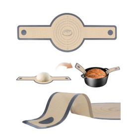 Silicone Bread Sling for Dutch Oven, Non-Stick & Easy to Clean Bread Baking Mat, Reusable Bread Sling Supplies with Long Handle, Bread Baking Sheet Liner to Transfer Sourdough（Grey）