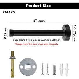 Door Stop, Long Door Stopper, 5 inch Heavy Duty Door Stops with Rubber Bumper Tip,Brushed Satin Nickel Door Holder Doorstop Protect Wall and Door, Stainless Steel Door Stop Wall Mount