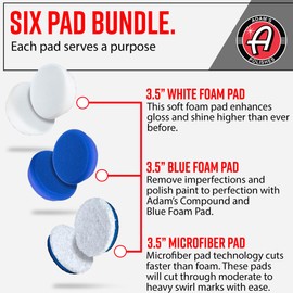 Adam's Polishes Premium Polisher Pads Bundle, Expertly Designed to Make Polishing and Paint Correction Easier & Quicker, Color Coded to Match with Recommended Polishes or Compounds (3.5 Pads Bundle)