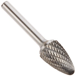 Drill America SF-6 Carbide Burr/Rotary File Tree Radius End Double Cut for Die Grinder 5/8" Dia. x 1" Cut Length with 1/4" Shank and 2-3/4" Overall Length, DUL Series