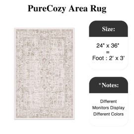 PureCozy Light Brown Entryway Area Rug 2x3 Door Mat Machine Washable Kitchen Vintage Distressed Non Slip Carpet Indoor Retro Floral Accent Throw Small Rug for Bathroom Office Bedroom Dining Room