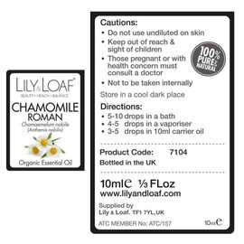 Lily & Loaf Roman Chamomile Organic Essential Oil (Chamaemelum nobile (Anthemis nobilis)) | 100% Pure & Natural | 10ml