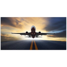 TutuBeer Vintage Airplane Wall Art Vintage Airplane Decor Airplane at Sunset Old Paper Airplane Picture Canvas Airplane Wall Art Stretched and Framed Aircraft Picture Artwork for Home Decor 20x40inch