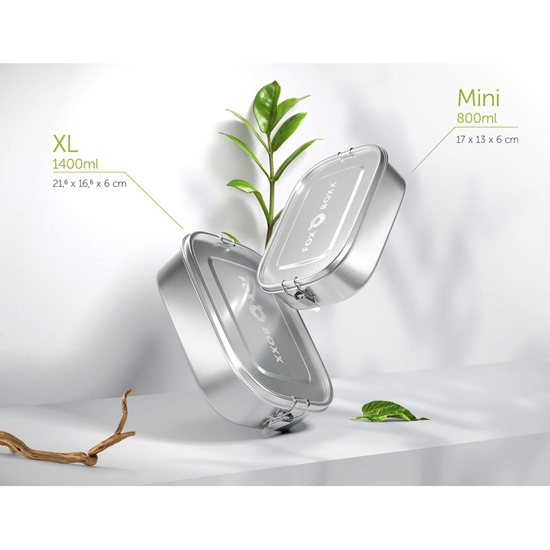 FOXBOXX Edelstahl Brotdose/Mini 800ml Special/MINI Dose 150ml 2 Deckel /