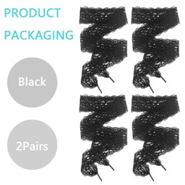 UamGlsob 2 Pairs Lace Shoelaces for Samba Fashion Shoes, 3CM Wide Flat Soft Fancy Shoe Laces for Women Girls Sport Walking (Black,63"/160cm)